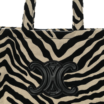 Celine Canvas Calfskin Triomphe Large Cabas Thais Natural Black 7 of 10