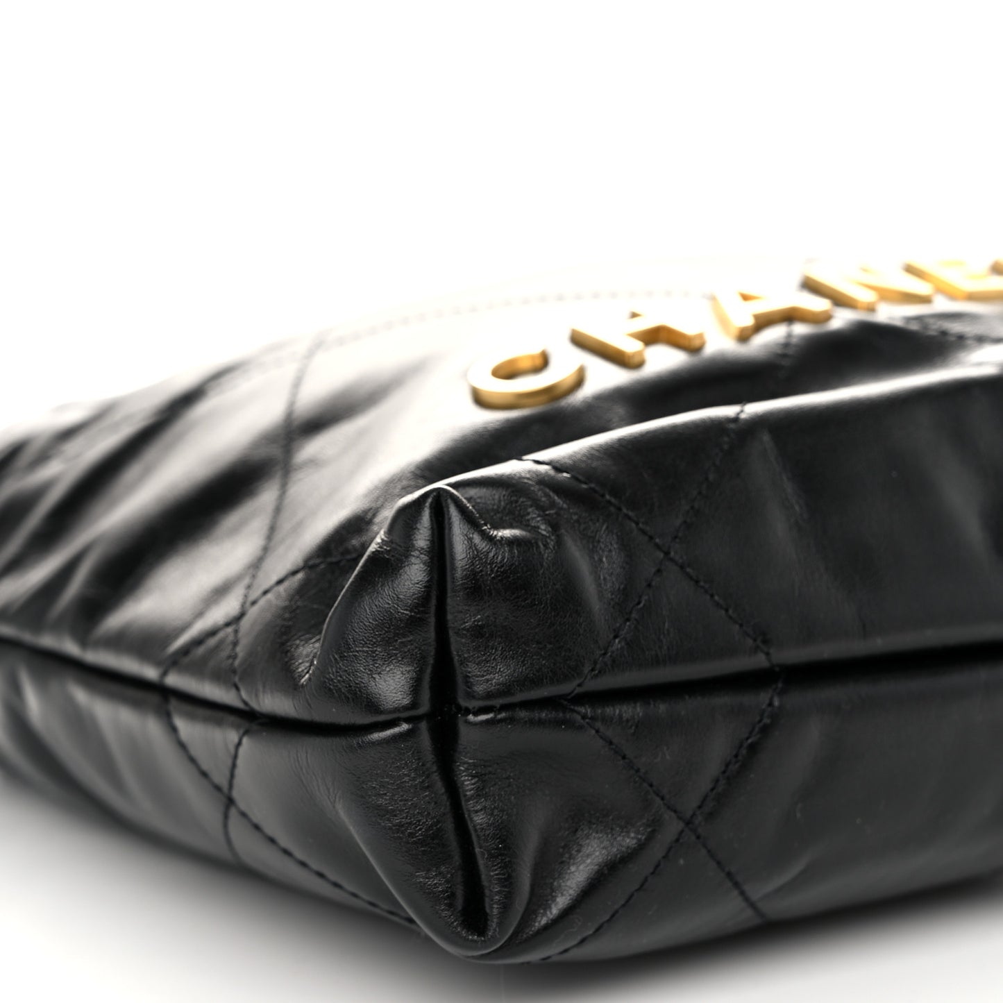 Shiny Calfskin Quilted Mini Chanel 22 Black
