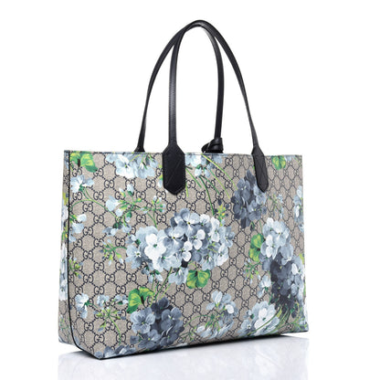 Gucci GG Supreme Monogram Blooms Medium Reversible Tote Beige Blue Navy 4 of 19