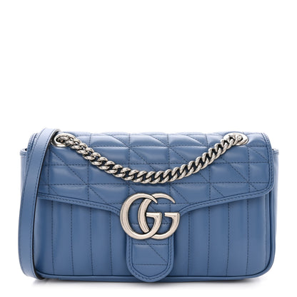 Gucci Calfskin Matelasse Aria Small GG Marmont Shoulder Bag Clear Blue 1 of 10