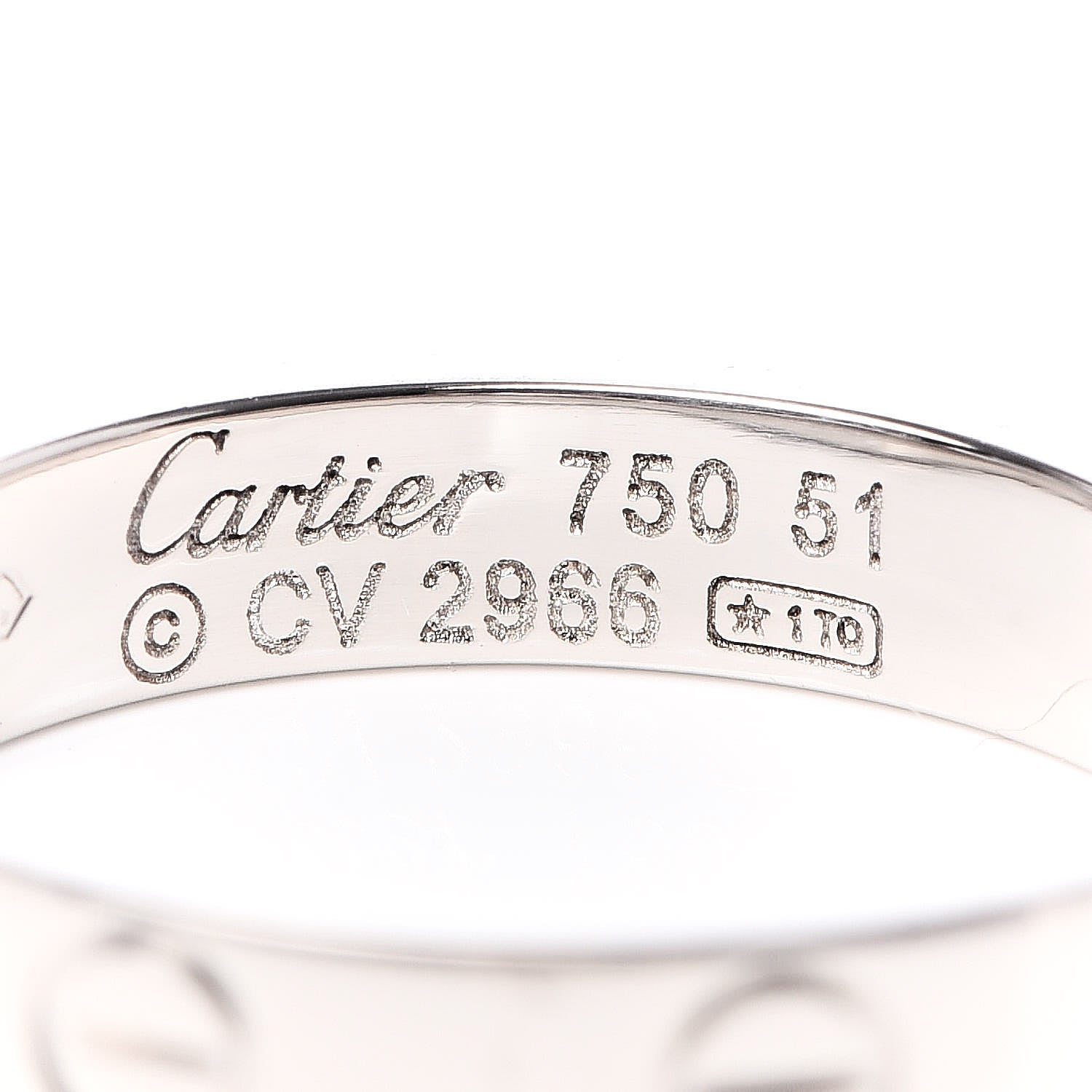 Cartier 18K White Gold 3.5mm LOVE Wedding Band Ring 51 5.75 4 of 4