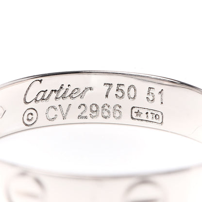 Cartier 18K White Gold 3.5mm LOVE Wedding Band Ring 51 5.75 4 of 4