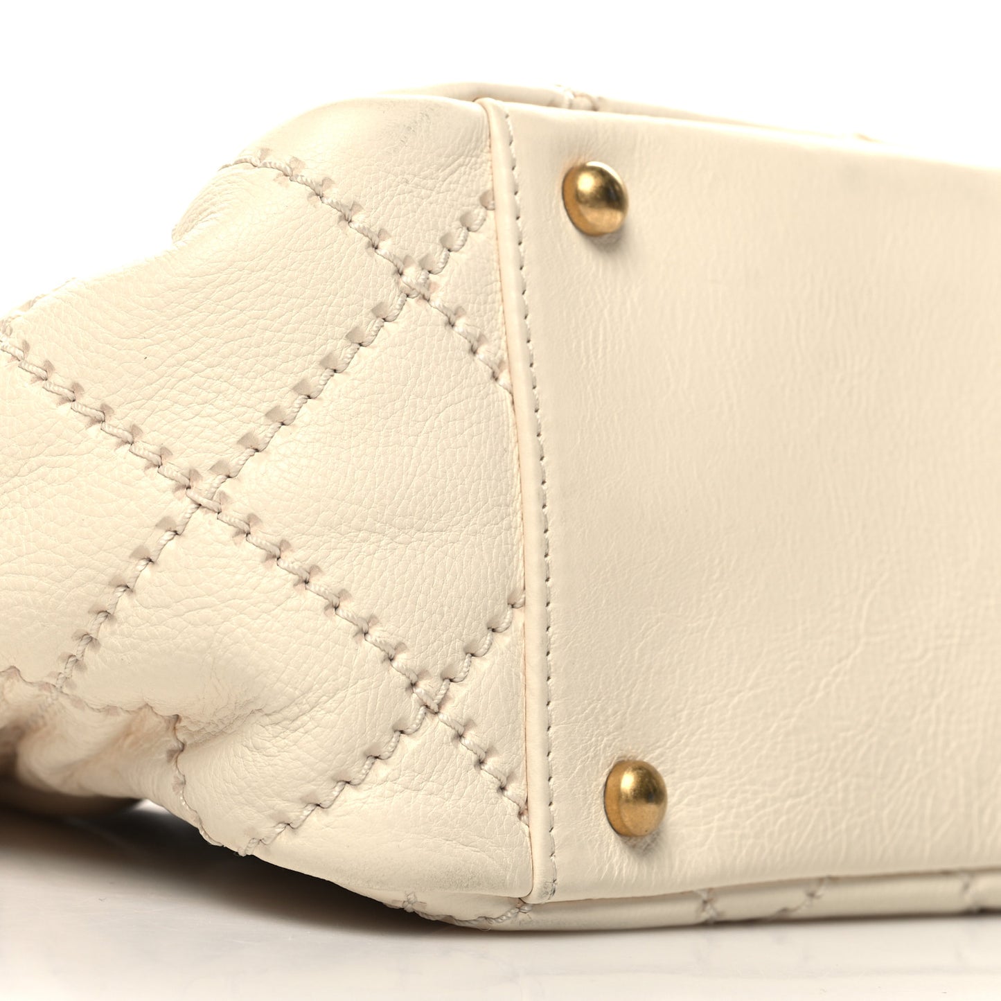 Calfskin Quilted Retro Chain Flap Beige