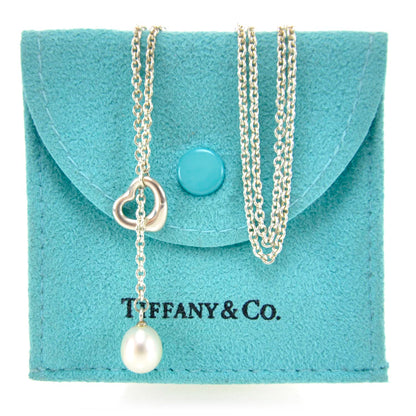 Tiffany Sterling Silver Pearl 7.5-8mm Elsa Peretti Open Heart Lariat Necklace 3 of 4