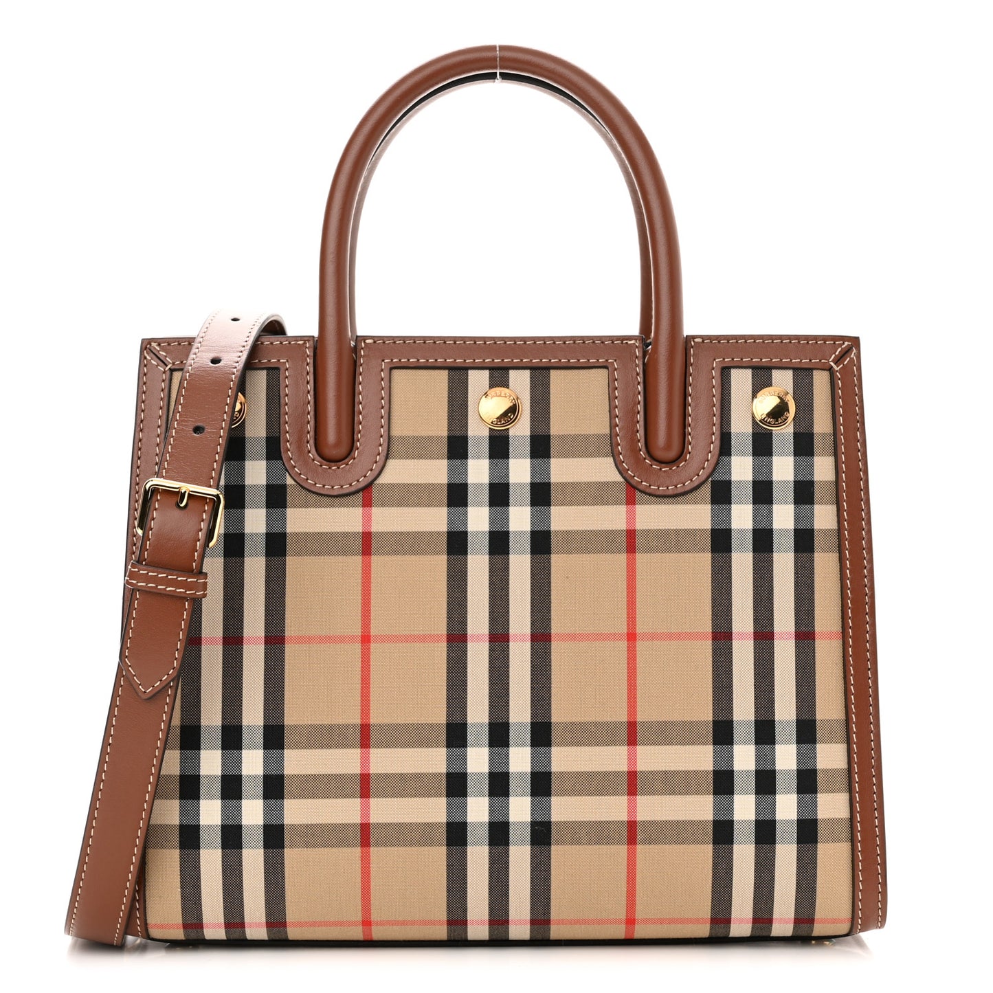 Calfskin Vintage Check Mini Two Handle Title Bag Archive Beige