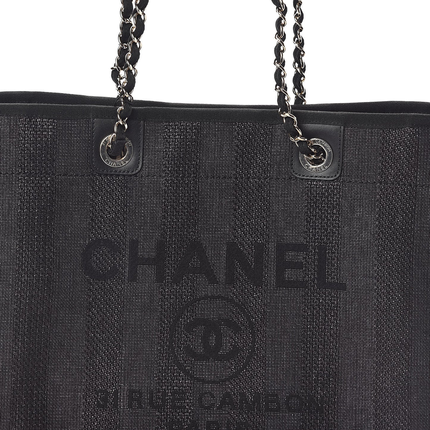Mixed Fibers Striped Small Deauville Tote Black