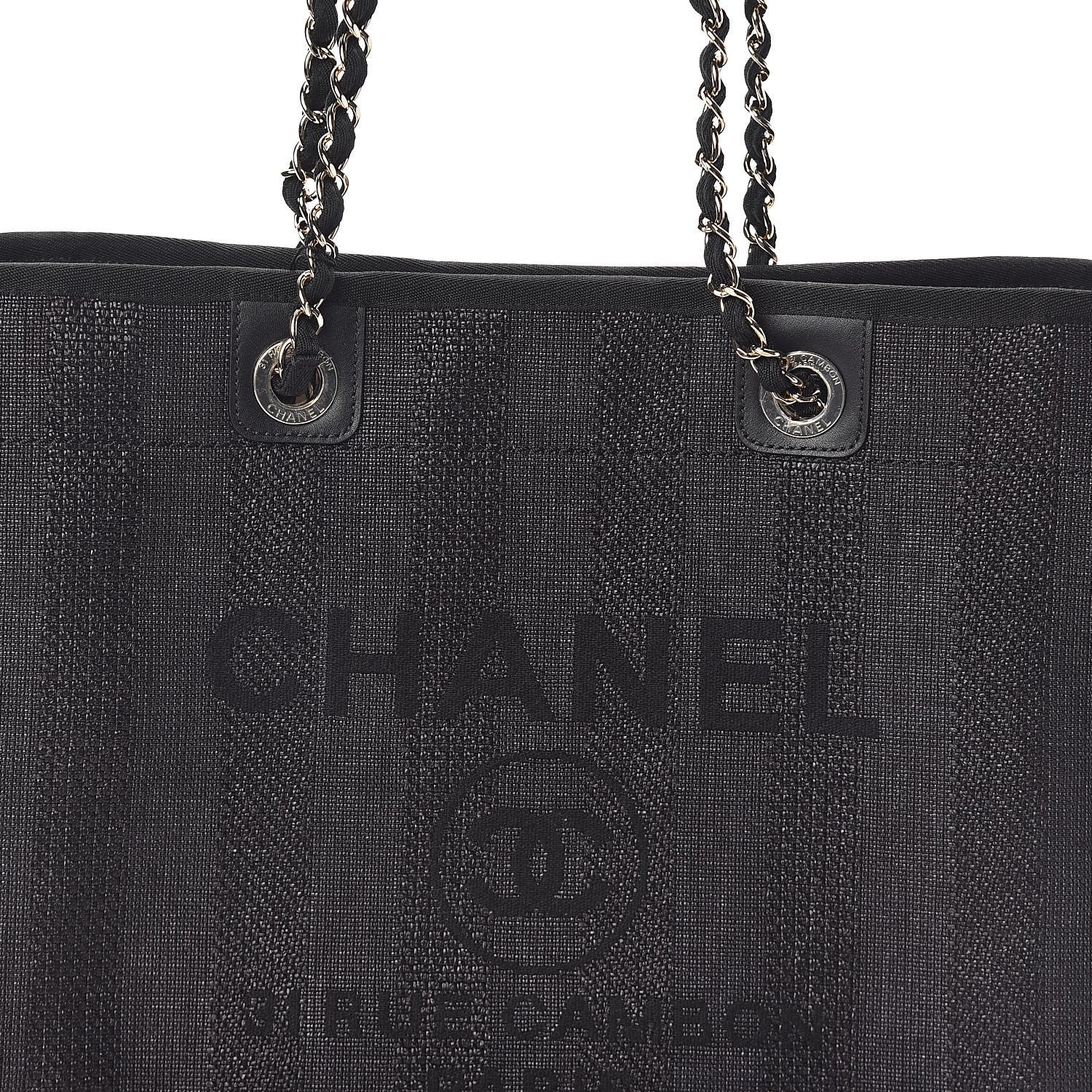 Chanel Mixed Fibers Striped Small Deauville Tote Black 8 of 11