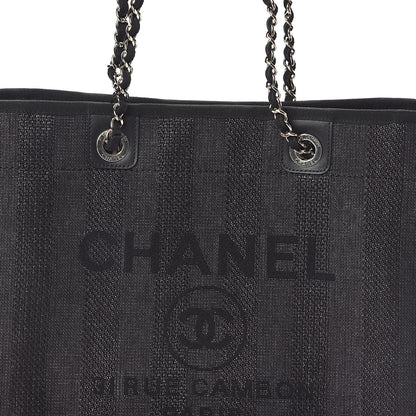 Chanel Mixed Fibers Striped Small Deauville Tote Black 8 of 11