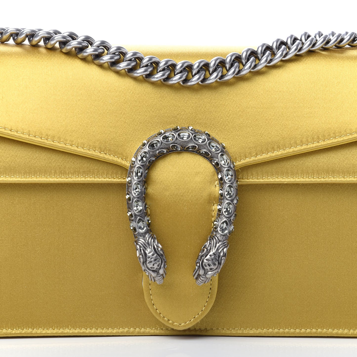 Satin Silk Crystal Small Dionysus Shoulder Bag Gold Black Diamond
