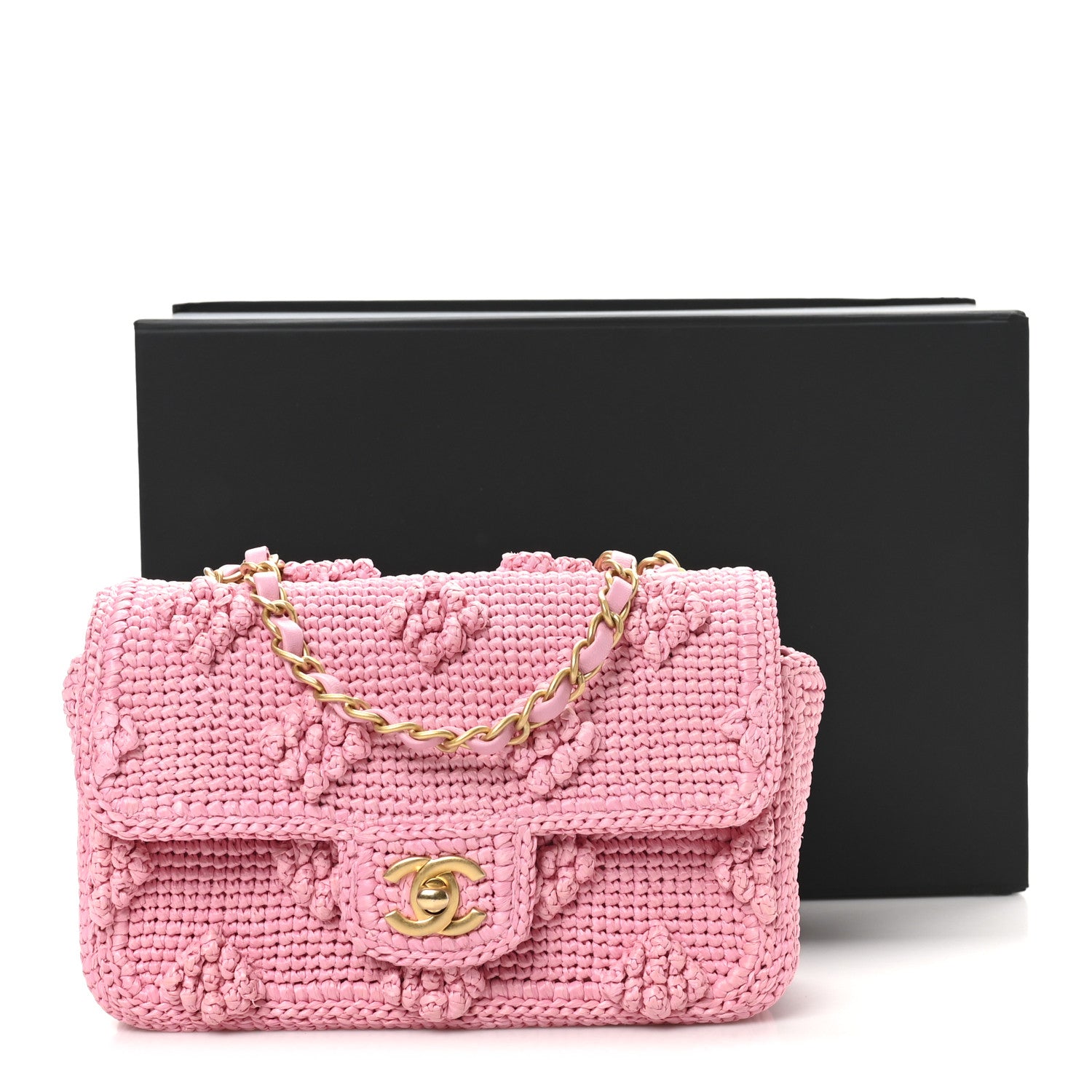 Chanel Raffia Small Dolce Raffia Flap Bag Pink 11 of 11
