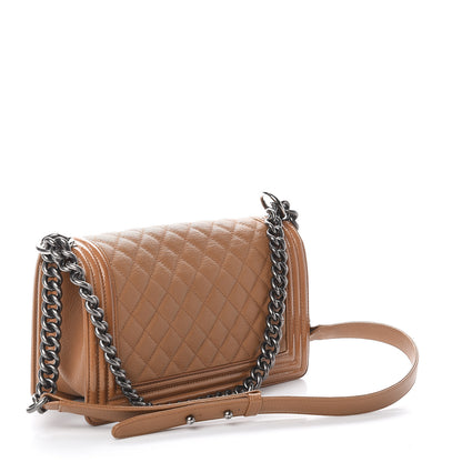 Chanel Patent Goatskin Quilted Medium Boy Flap Tan 2 of 9