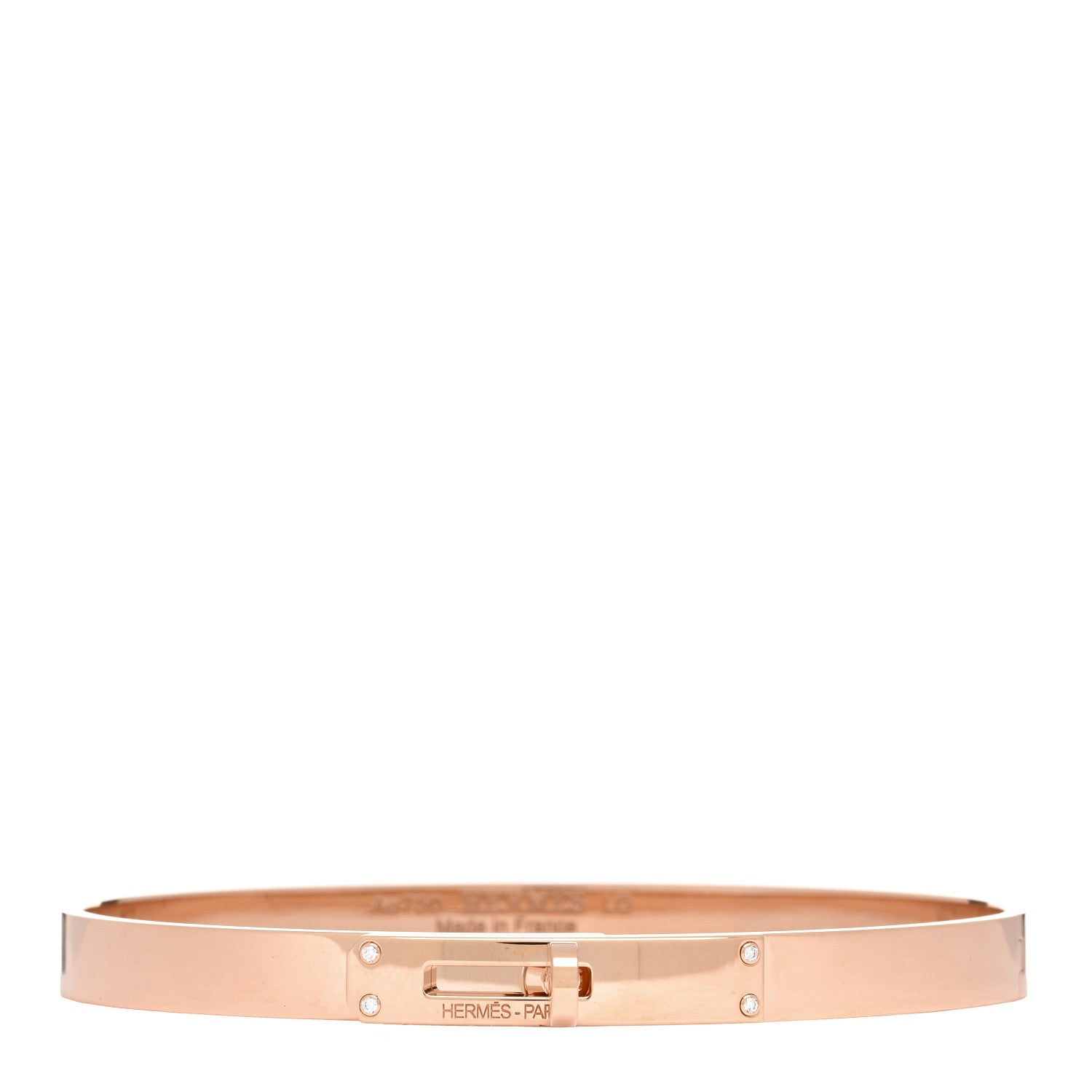 Hermes 18K Rose Gold Diamond PM Kelly Bracelet LG 1 of 3