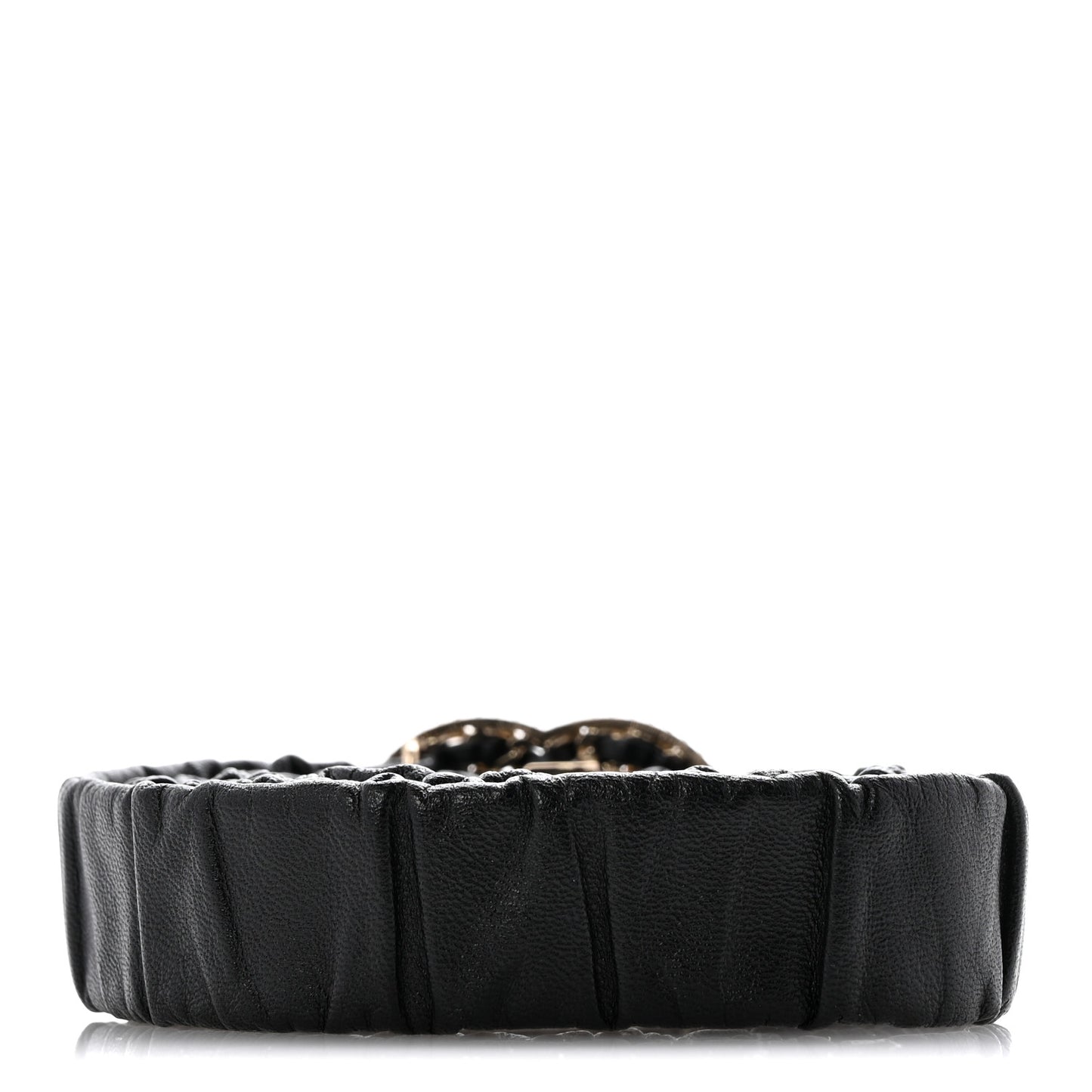 Lambskin Metal Strass Ruched Chain CC Belt 90 36 Black