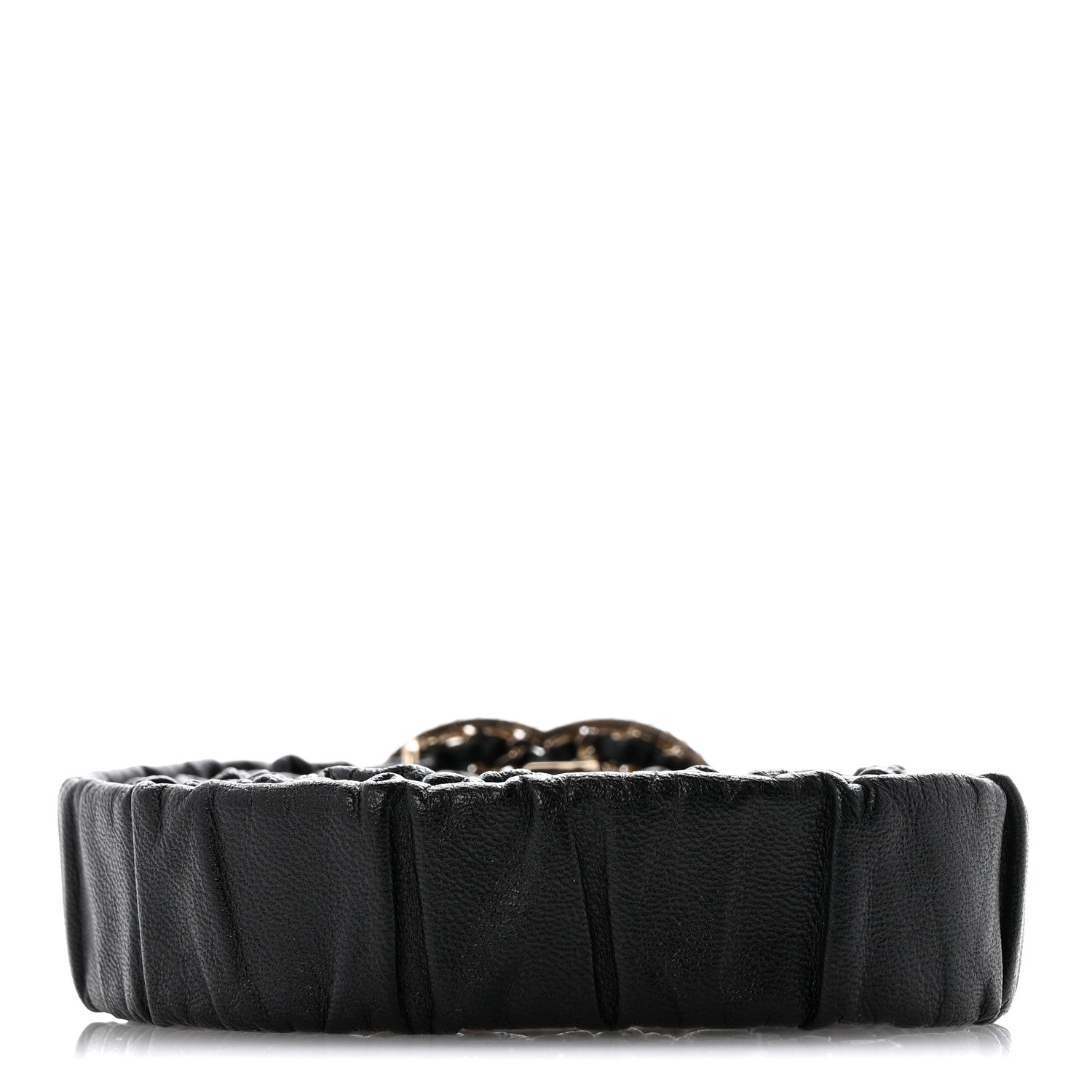 Chanel Lambskin Metal Strass Ruched Chain CC Belt 90 36 Black 2 of 5