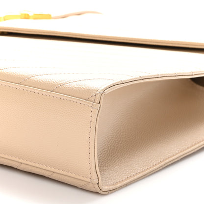 Saint Laurent Grain De Poudre Matelasse Chevron Large Monogram Satchel Nude Powder 10 of 10
