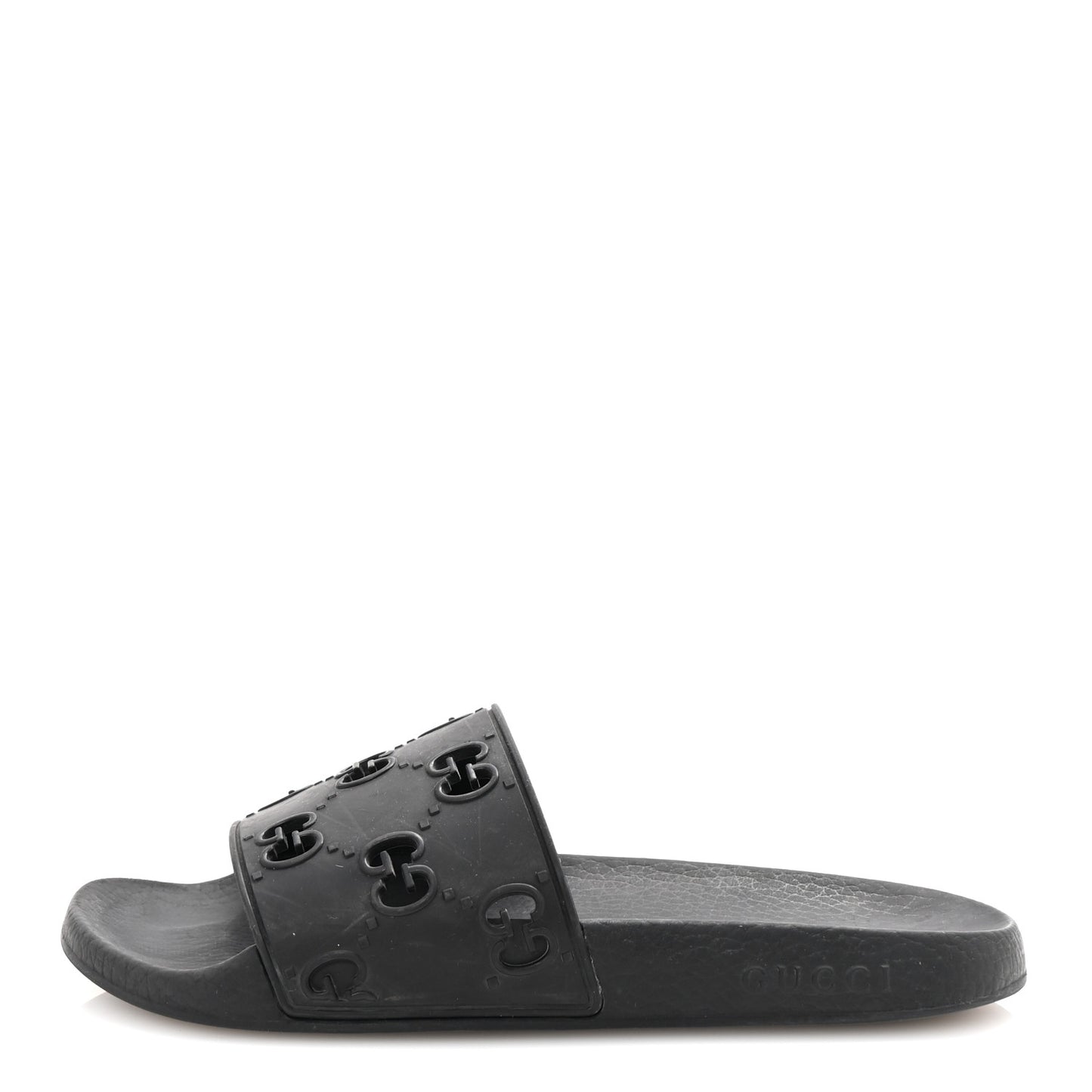 Rubber GG Monogram Perforated Womens Slide Sandals 40 Black