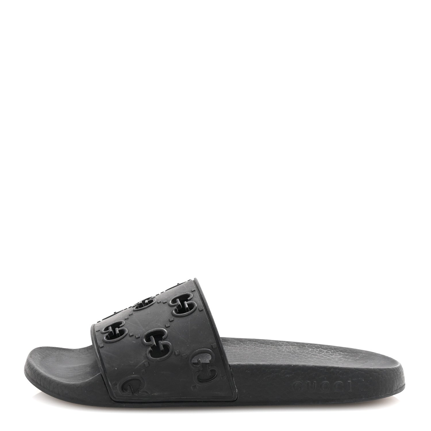 Gucci Rubber GG Monogram Perforated Womens Slide Sandals 40 Black 1 of 8