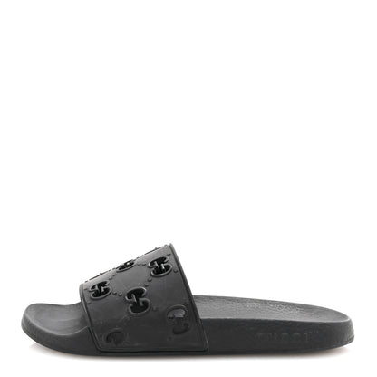 Gucci Rubber GG Monogram Perforated Womens Slide Sandals 40 Black 1 of 8
