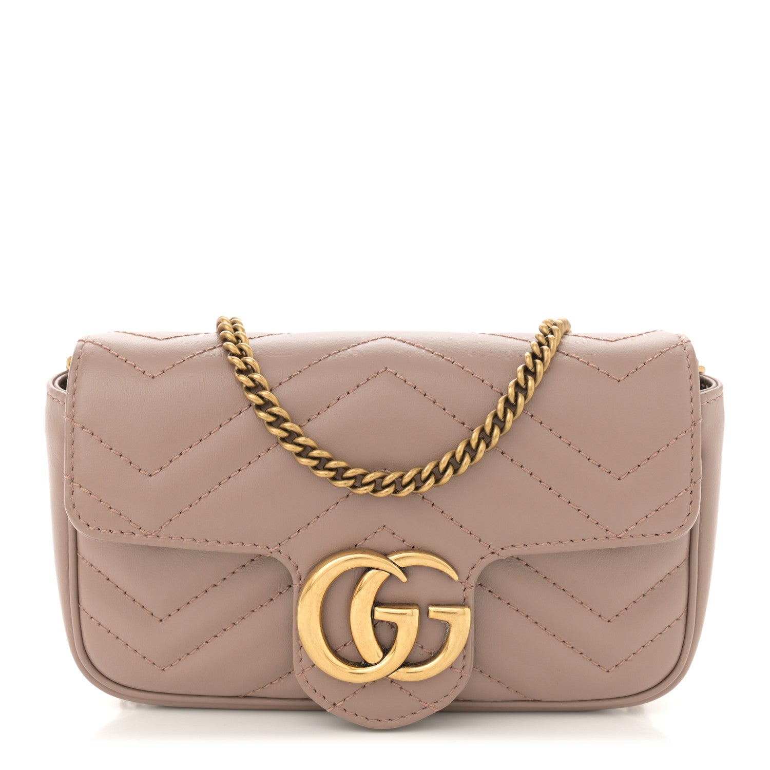 Gucci Calfskin Matelasse Super Mini GG Marmont Shoulder Bag Porcelain Rose 1 of 11