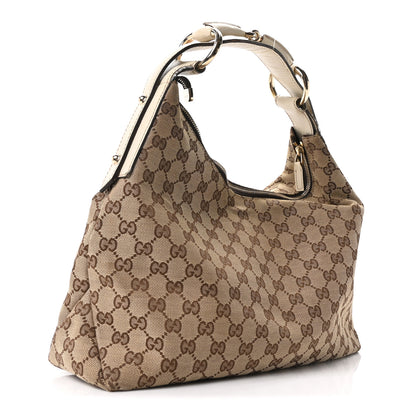 Gucci Monogram Medium Horsebit Chain Hobo Off White 3 of 10