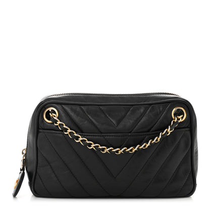 Chanel Lambskin Chevron Quilted Small Camera Case Black 1 of 14