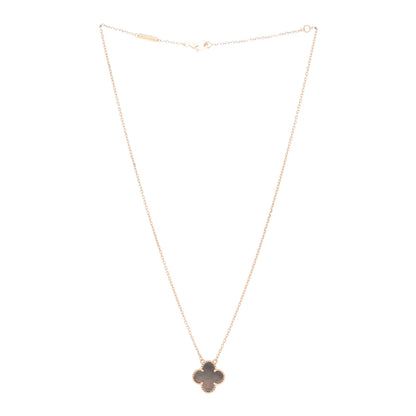 Van Cleef & Arpels 18K Rose Gold Gray Mother of Pearl Vintage Alhambra Pendant Necklace 3 of 5