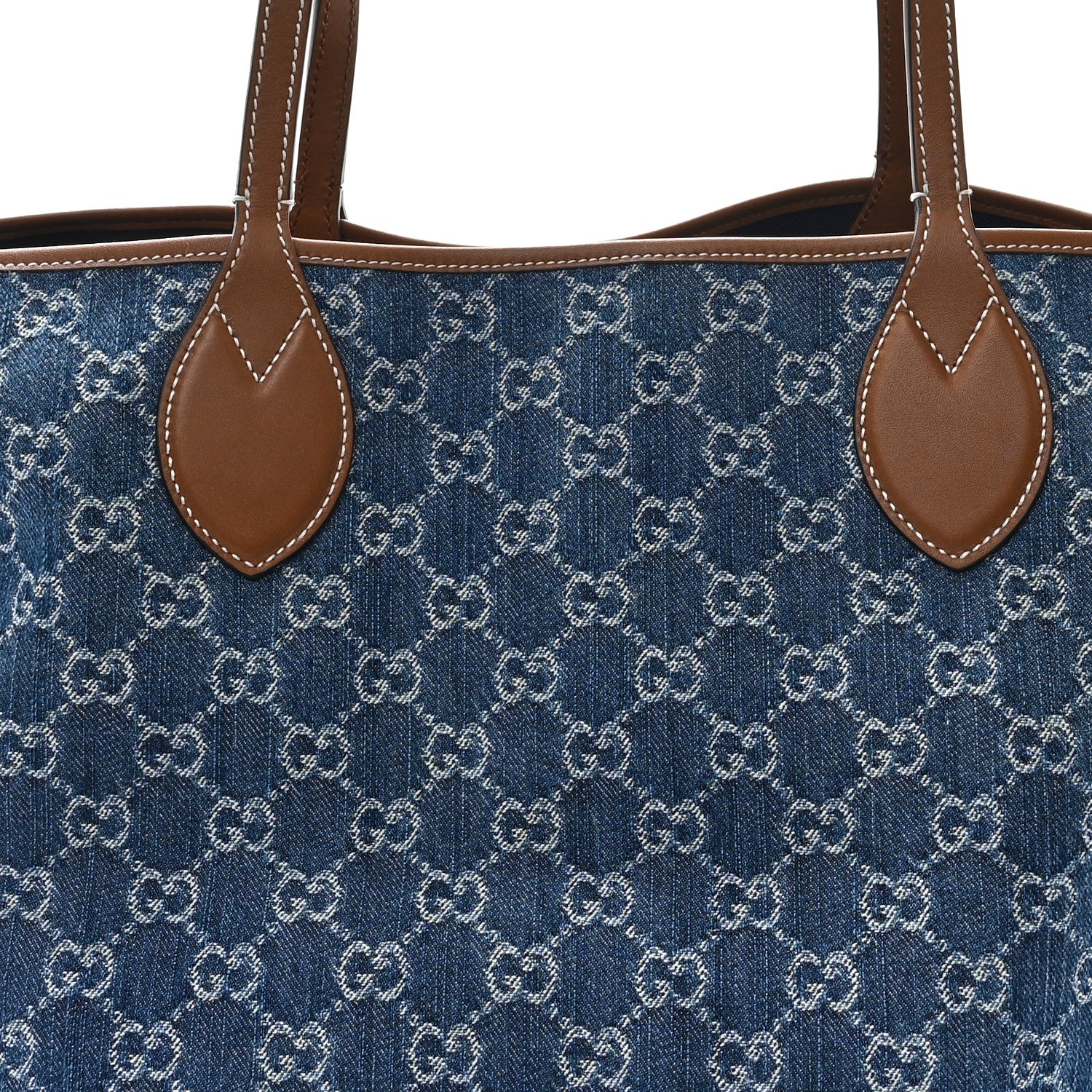 Gucci New Denim GG Monogram Calfskin Large Totissima Tote Blue 9 of 11
