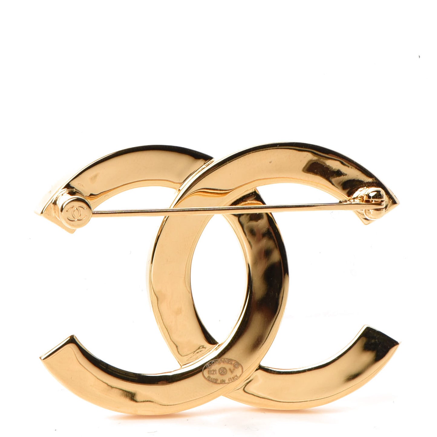 Metal Paris Button CC Large Brooch Gold