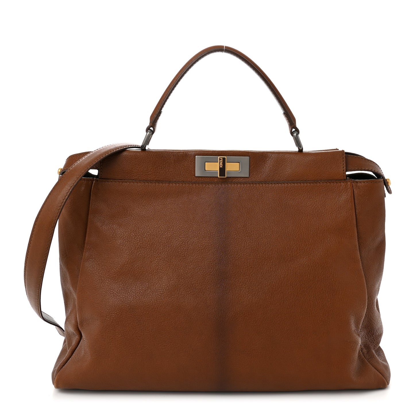 Goatskin Zucca Large Peekaboo Iconic Satchel Cuoio Tobacco Moro