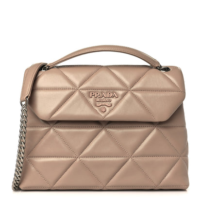 Prada Nappa Triangle Stitched Large Spectrum Bag Cipria 1 of 9