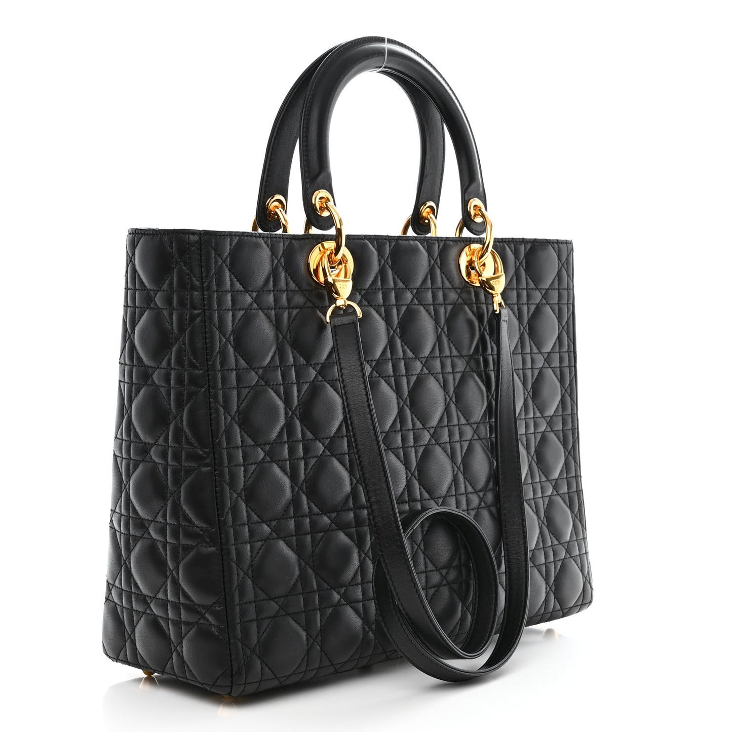 Lambskin Cannage Large Lady Dior Black