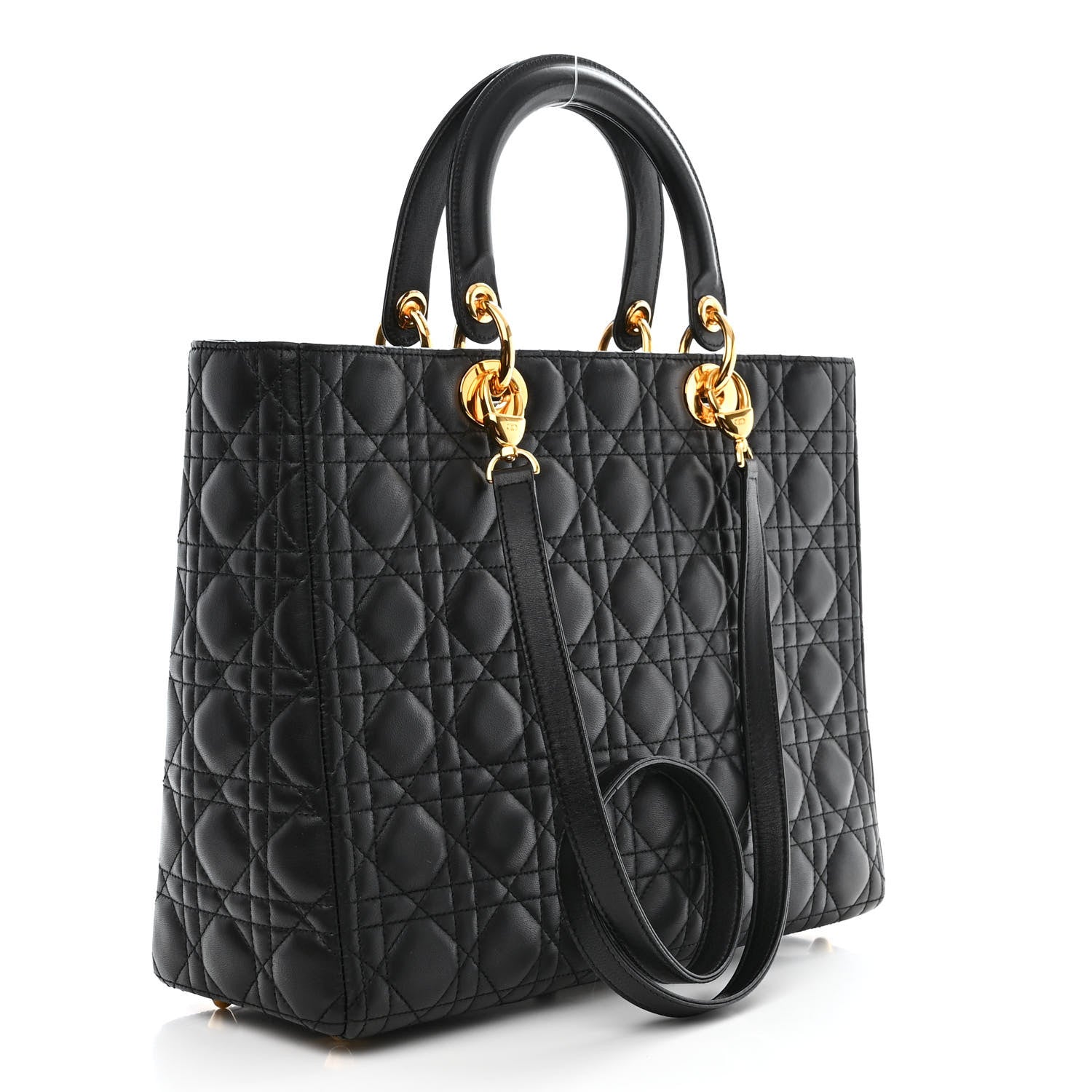 Christian Dior Lambskin Cannage Large Lady Dior Black 3 of 12
