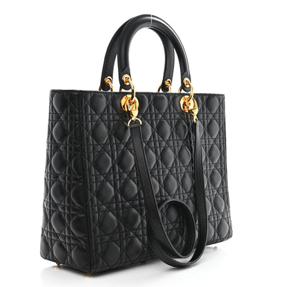 Christian Dior Lambskin Cannage Large Lady Dior Black 3 of 12