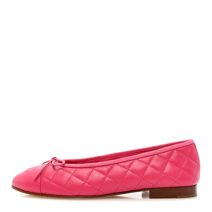 Chanel Lambskin Quilted CC Cap Toe Ballerina Flats 38 Pink 1 of 8