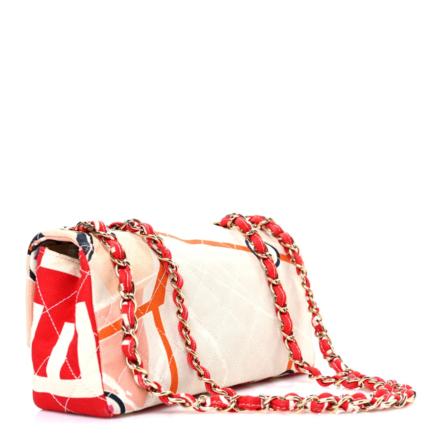Chanel Canvas Small Printed Eiffel Tower Flap Bag Beige Multicolor 3 of 10