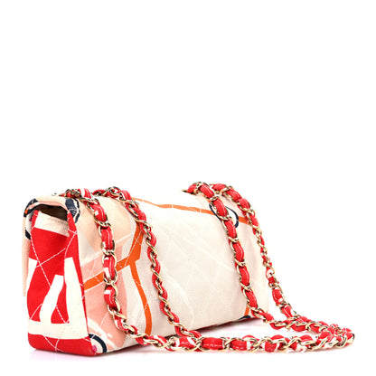 Chanel Canvas Small Printed Eiffel Tower Flap Bag Beige Multicolor 3 of 10