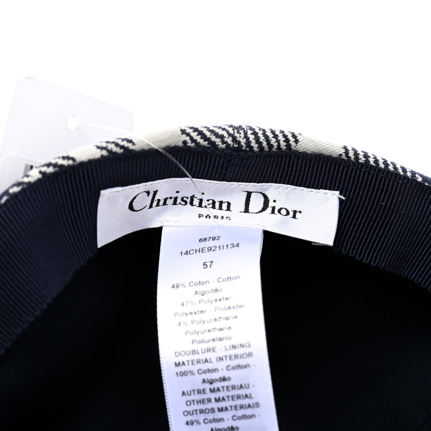Polyester Cotton Check'N'Dior Oblique School Cap 57 Navy Blue