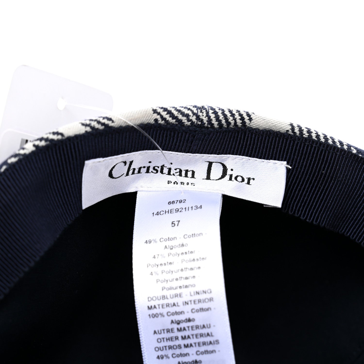 Christian Dior Polyester Cotton Check'N'Dior Oblique School Cap 57 Navy Blue 8 of 9