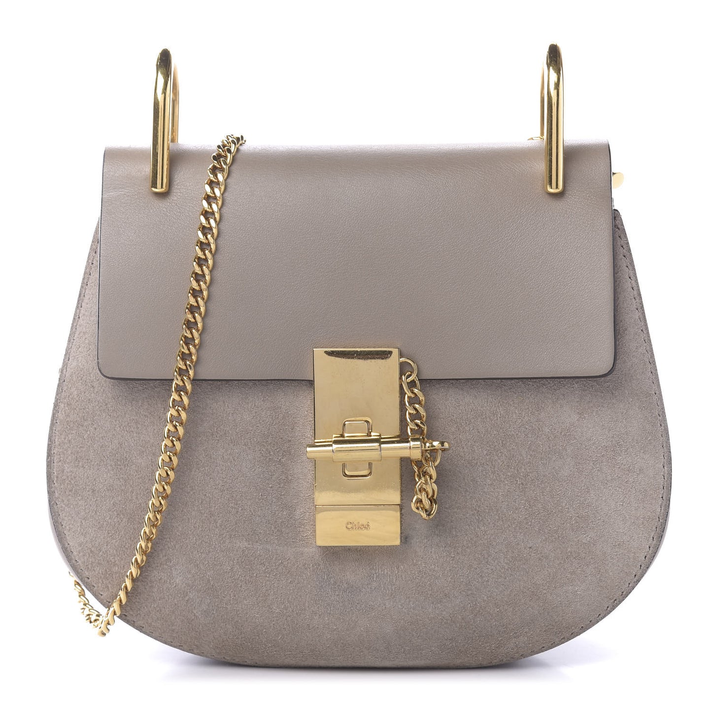 Suede Smooth Calfskin Mini Drew Shoulder Bag Motty Grey