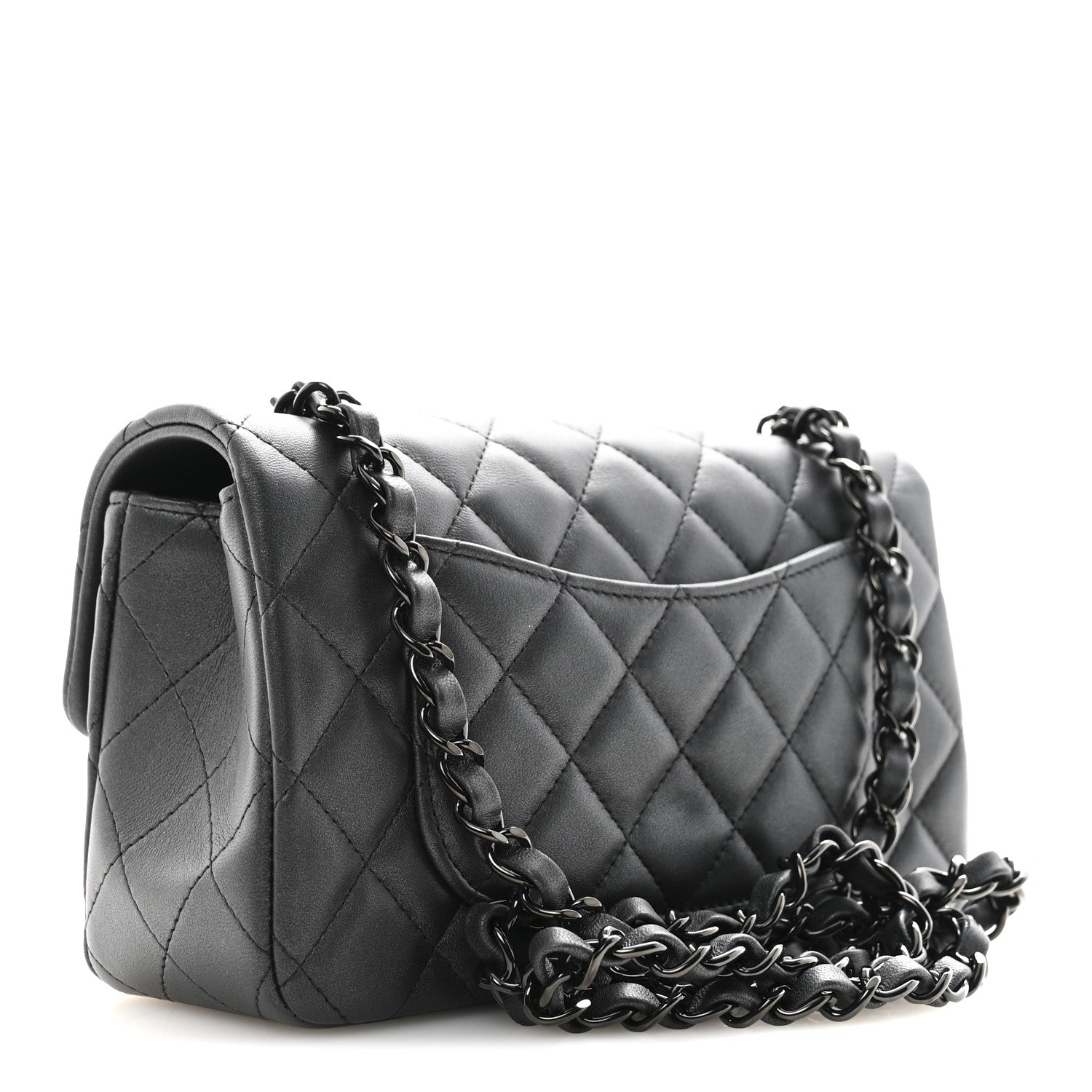 Chanel Pearly Lambskin Quilted Mini Rectangular Flap So Black 3 of 10