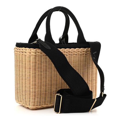 Prada Wicker Canvas Tote Naturale Black 3 of 12