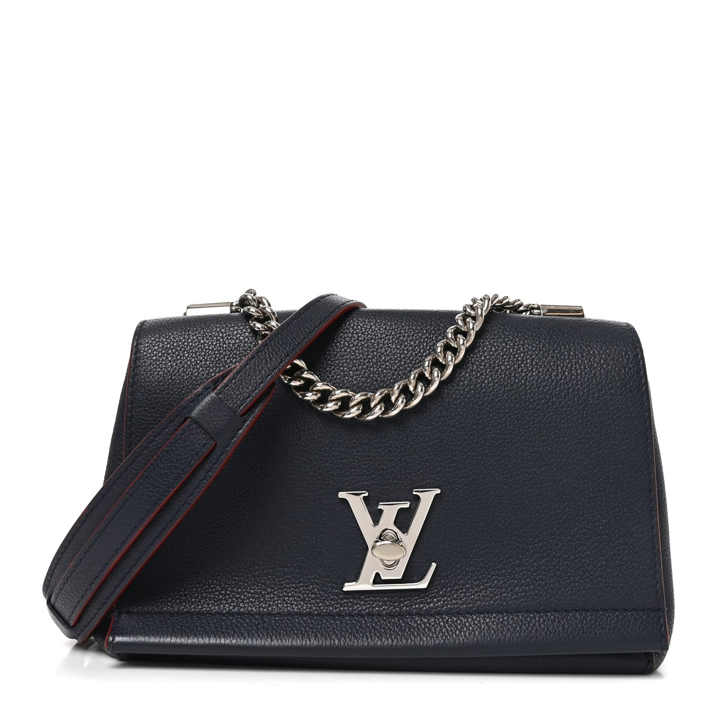 Calfskin Lockme II Chain Bag BB Marine Rouge