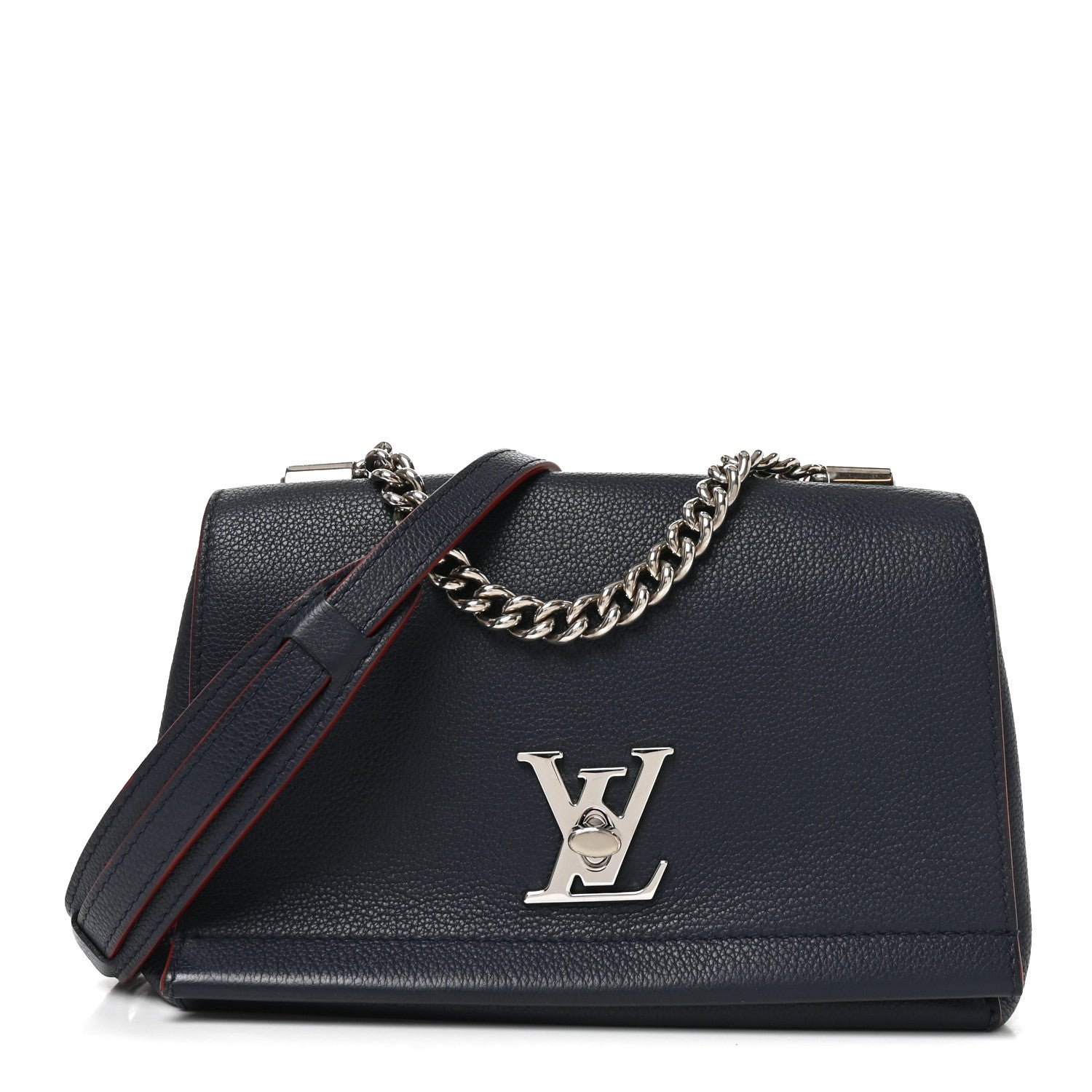 Louis Vuitton Calfskin Lockme II Chain Bag BB Marine Rouge 1 of 9