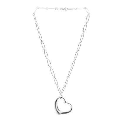 Tiffany Sterling Silver 35mm Elsa Peretti Open Heart Link Pendant Necklace 3 of 5