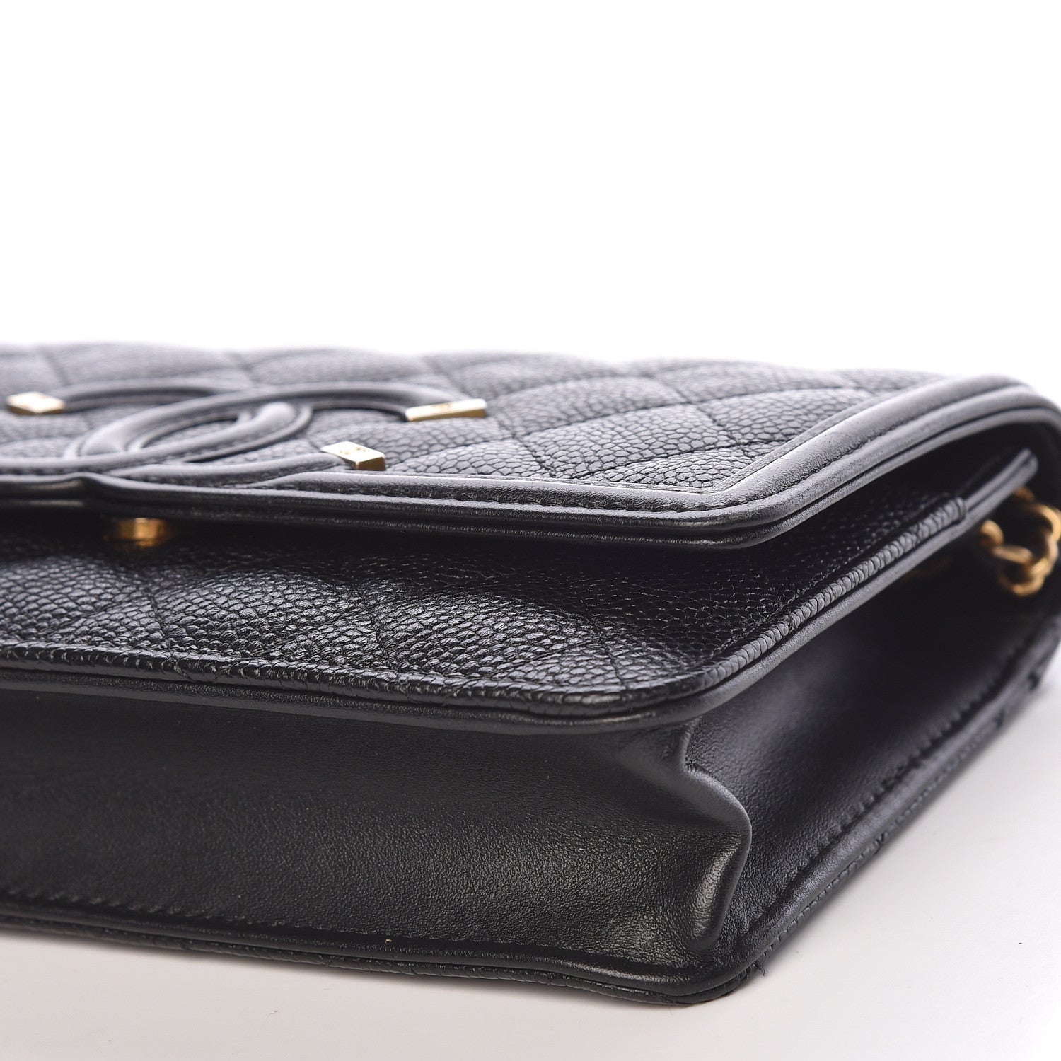 Chanel Caviar Quilted CC Filigree Wallet On Chain WOC Black 10 of 12
