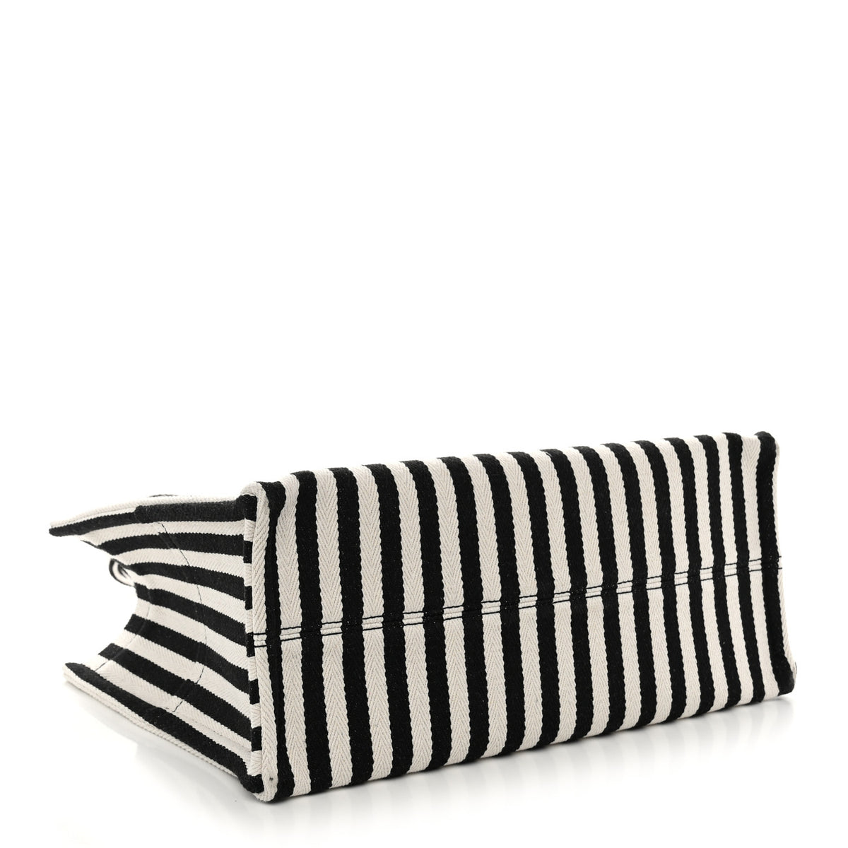 Canvas Calfskin Triomphe Large Cabas Black White