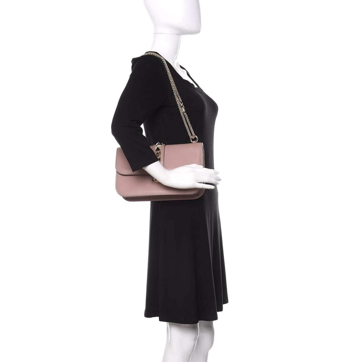 Vitello Medium Glam Lock Rockstud Flap Poudre