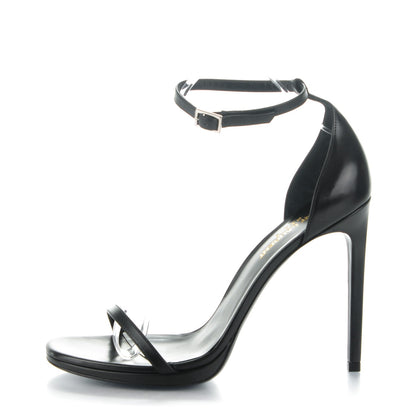 Saint Laurent Calfskin Jane 105 Ankle Strap Sandals 38.5 Black 1 of 7