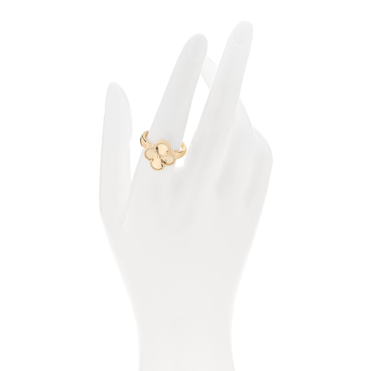 18K Yellow Gold Guilloche Vintage Alhambra Ring 56 7.5