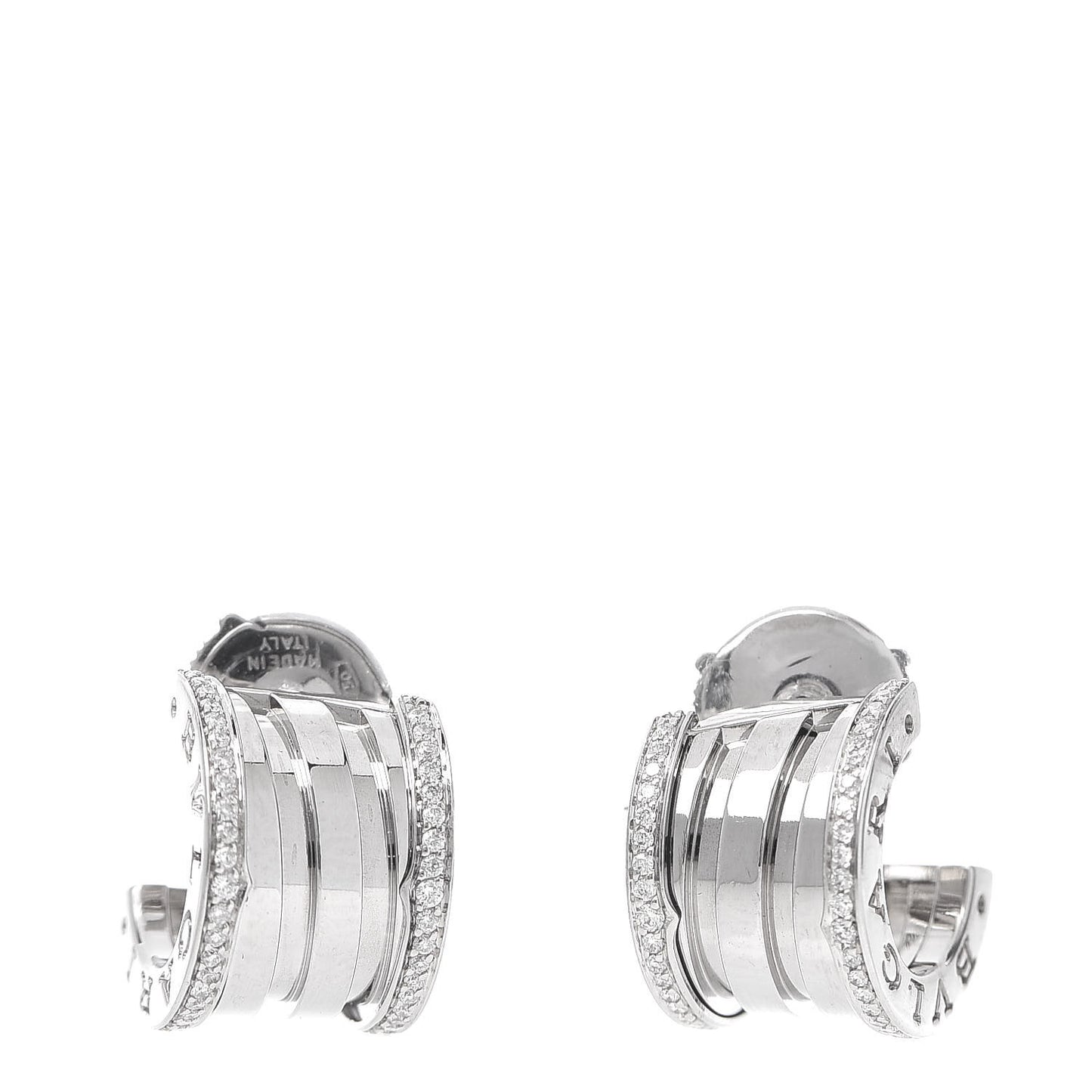 18K White Gold Diamond B.Zero1 Hoop Earrings